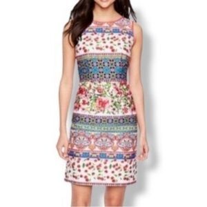 Chetta B Colorful Floral preppy sheath Midi Dress